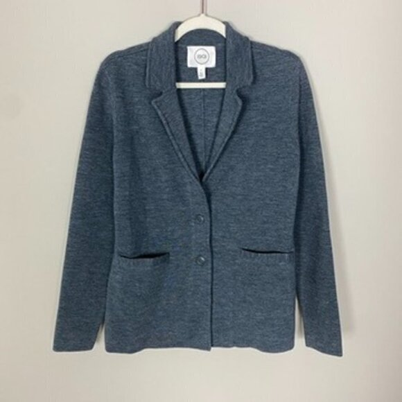 1901 Sweater Blazer Merino Wool Grey Blue Womens Small - Picture 1 of 6